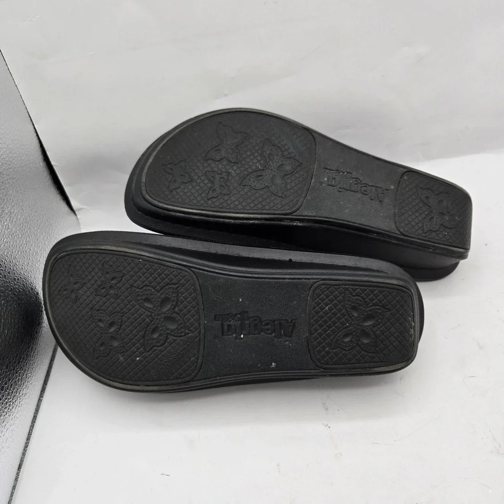 Alegria Womens Kasha Sandal Size 37 6.5 Black Leather Comfort Slide‎ Adjustable